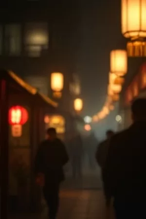 《雾港旧信》竖版海报，雾气中的港口与一位低头读信的女子
