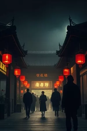 《午夜灯牌》竖版海报，雨夜街道上闪烁的霓虹招牌